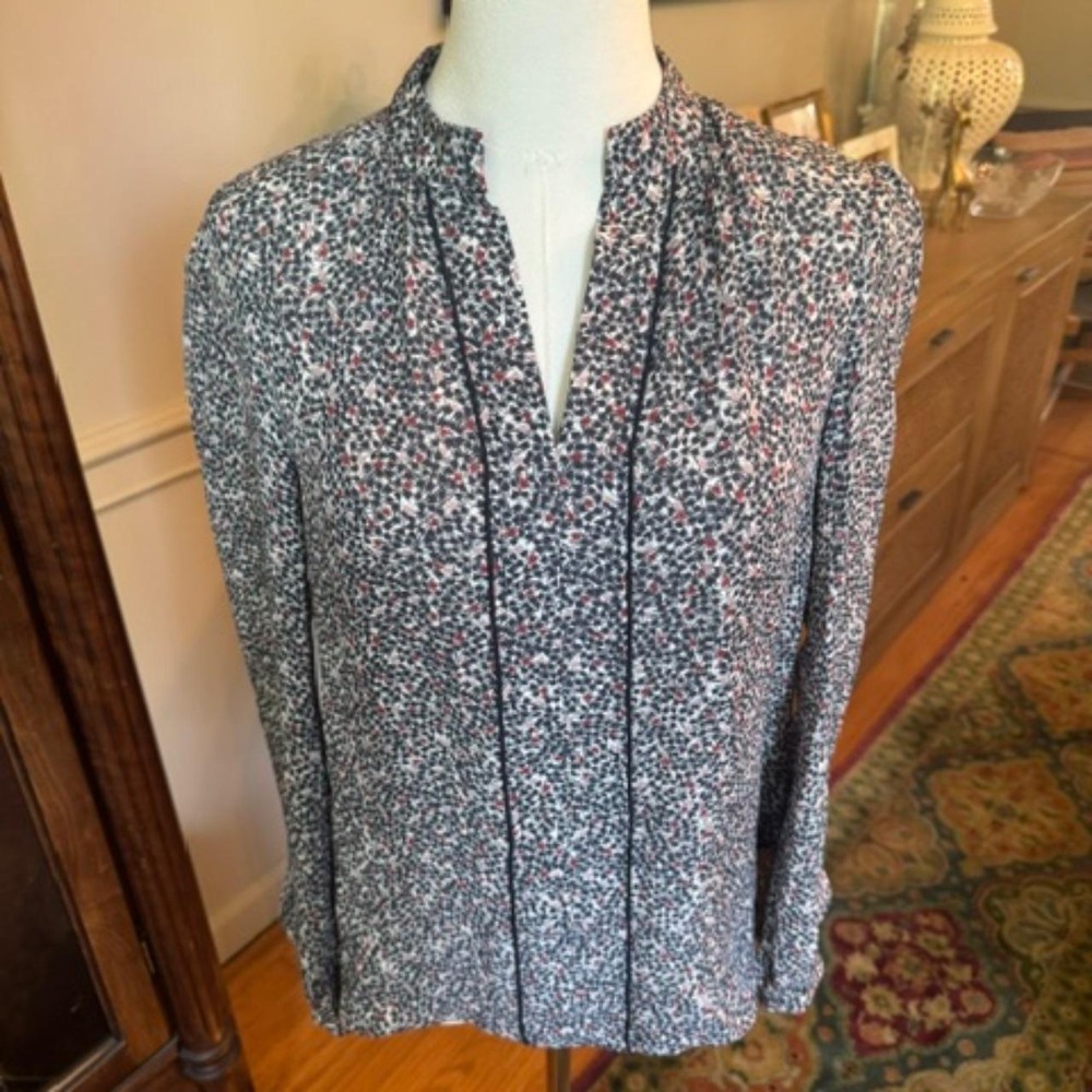 Charlotte Brody Small Long Sleeve Floral Abstract Print Blouse